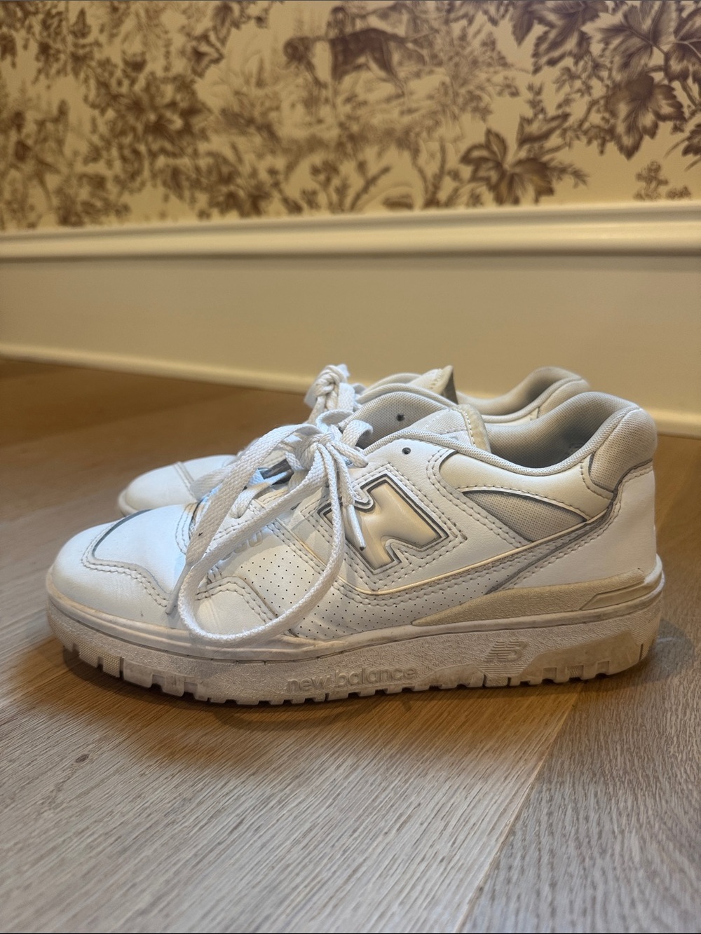 New Balance White Leather Sneakers